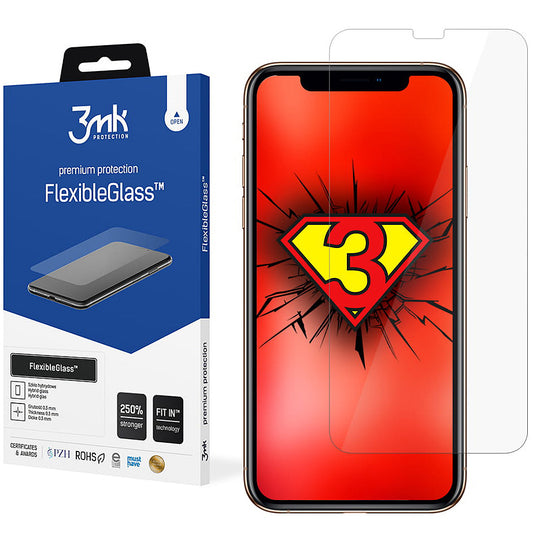 Folia ochronna na ekran 3MK FlexibleGlass do Apple iPhone 11 / XR, elastyczne szkło, pełna warstwa kleju
