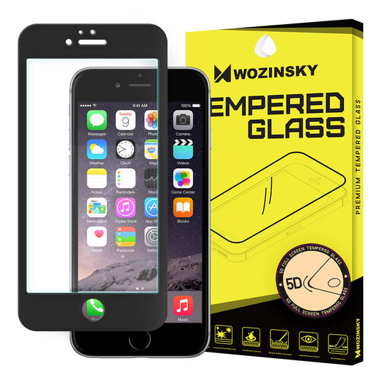 Folia ochronna na ekran WZK do Apple iPhone SE (2022) / SE (2020) / 8, Szkło hartowane, Full Glue, 5D, Czarna
