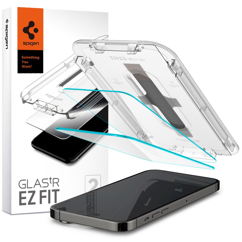 Ochraniacz ekranu Spigen EZ FIT dla Apple iPhone 14 Pro Max, szkło hartowane, pełny klej, zestaw 2 sztuk AGL05202