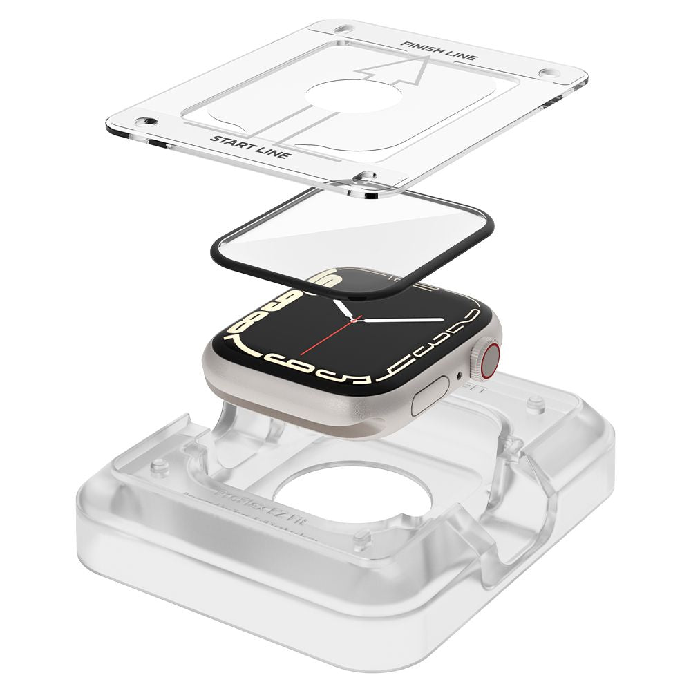 Folia ochronna Spigen ProFlex EZ FIT dla Apple Watch 9 / 8 / 7 45mm Series, zestaw 2 sztuki, elastyczne szkło, czarna AFL04051