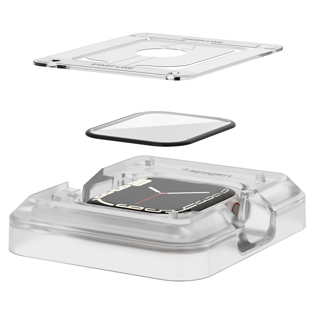 Folia ochronna Spigen ProFlex EZ FIT dla Apple Watch 9 / 8 / 7 45mm Series, zestaw 2 sztuki, elastyczne szkło, czarna AFL04051