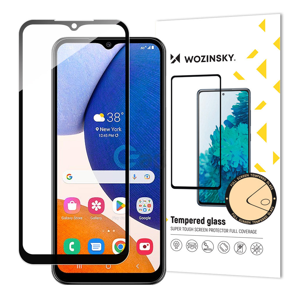 Ochraniacz ekranu WZK do Samsung Galaxy A14 A145 / A14 5G A146, szkło, pełne klejenie, czarny