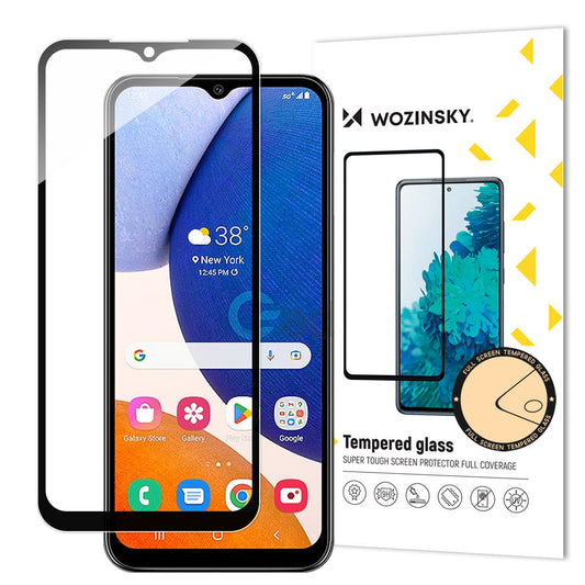 Ochraniacz ekranu WZK do Samsung Galaxy A14 A145 / A14 5G A146, szkło, pełne klejenie, czarny