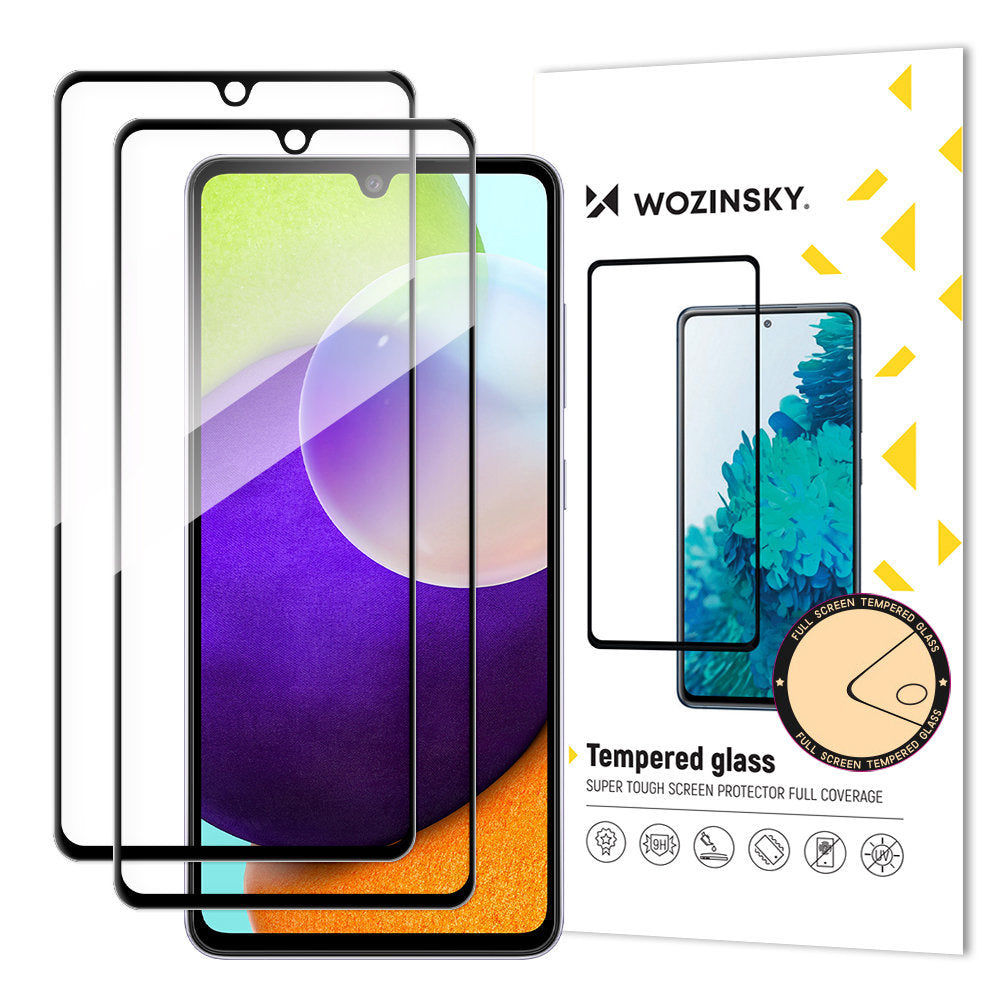 Ochraniacz ekranu WZK do Samsung Galaxy A33 5G A336, szkło ochronne, pełne klejenie, zestaw 2 sztuk, przyjazny dla etui, czarny