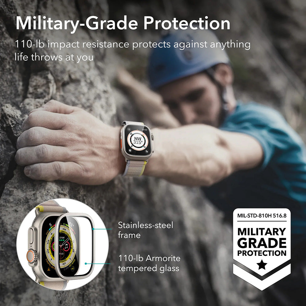 Folia ochronna ESR Armorite dla Apple Watch Ultra Series, Zestaw 2 sztuki, Hartowane szkło, Brązowy