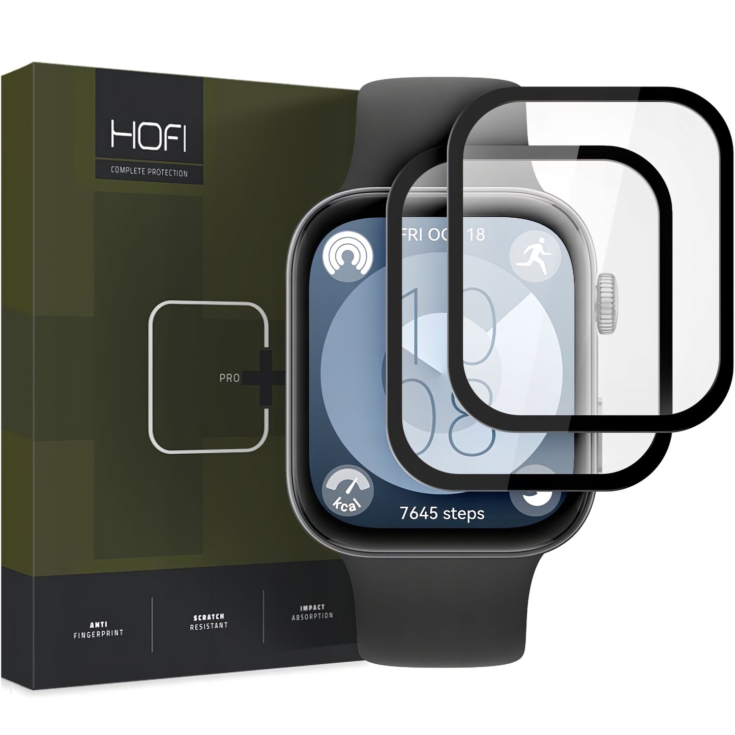 HOFI Hybrid PRO+ Pokrowiec ochronny do Huawei Watch Fit 3, zestaw 2 sztuk, tworzywo sztuczne, czarny 