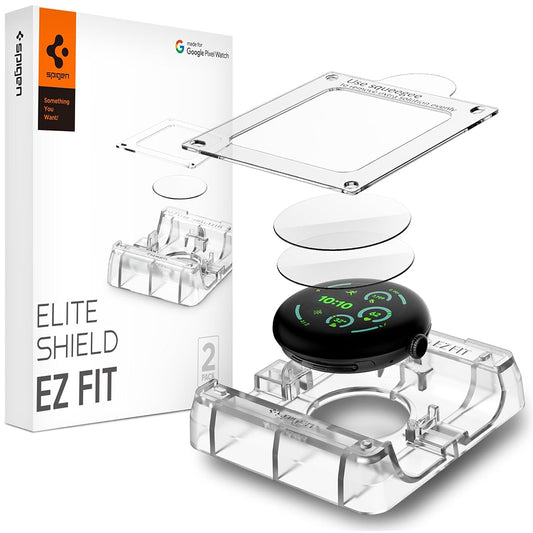 Folia ochronna Spigen Elite Shield EZ FIT do Google Pixel Watch 41mm Series, zestaw 2 sztuki, szkło hartowane, przezroczysta AFL08524