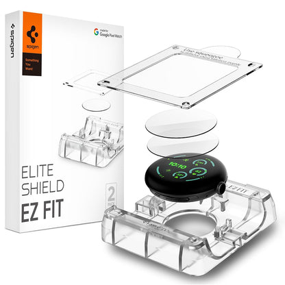 Folia ochronna Spigen Elite Shield EZ FIT do Google Pixel Watch 45mm Series, zestaw 2 sztuki, szkło hartowane, przezroczysta AFL08525
