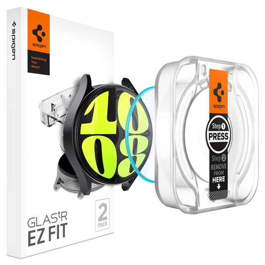 Folia ochronna Spigen GlastR EZ FIT dla Samsung Galaxy Watch7 / Watch6 / Watch5 / Watch4 44mm Series, zestaw 2 sztuki, hartowane szkło AGL08493