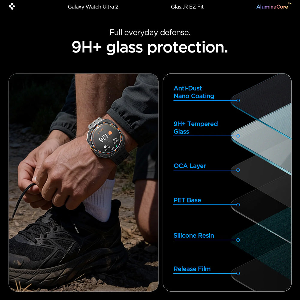 Folia ochronna Spigen GlastR EZ FIT do Samsung Galaxy Watch Ultra2, szkło hartowane, zestaw 2 sztuki AGL11758