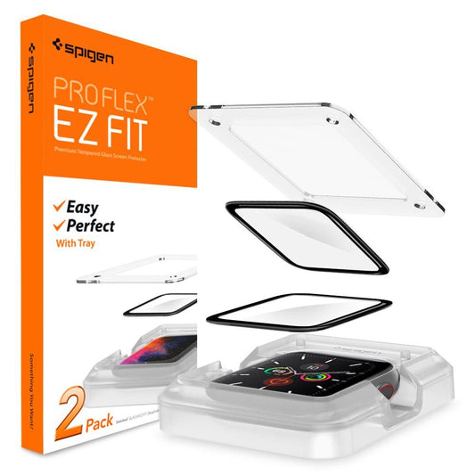 Folia ochronna Spigen ProFlex EZ FIT dla Apple Watch 44mm Series, zestaw 2 sztuki, elastyczne szkło, czarna