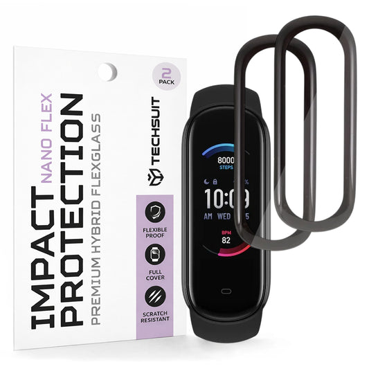 Folia Ochronna Techsuit Nano Flex dla Amazfit Band 5, Zestaw 2 sztuki, Plastik, Czarna