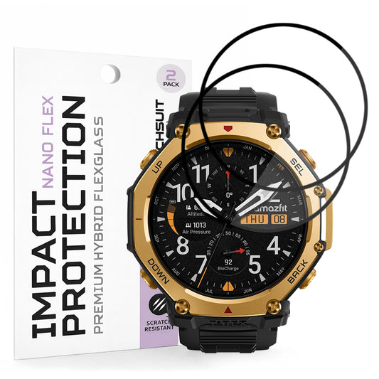 Folia ochronna Techsuit Nano Flex dla Amazfit T-Rex 3 Pro 48mm, zestaw 2 sztuki, plastik, czarna