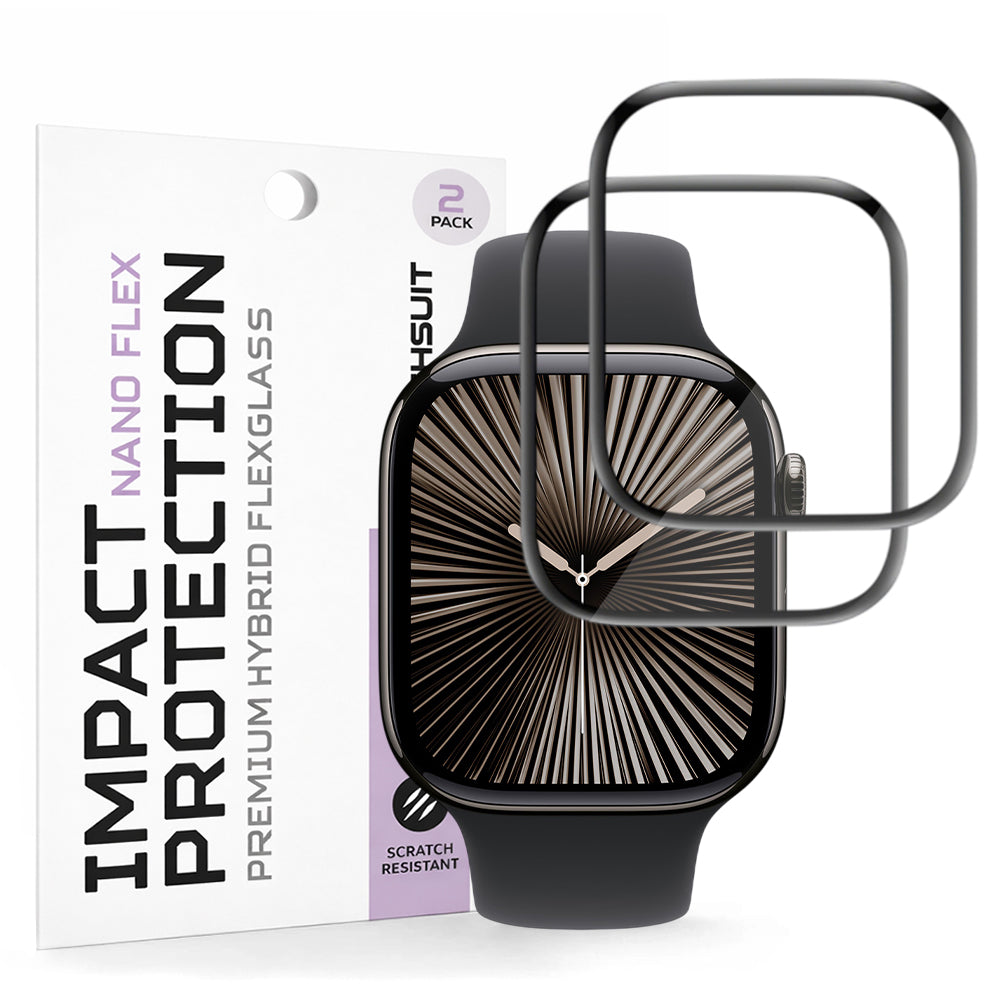 Folia ochronna Techsuit Nano Flex do Apple Watch Series 10 / 11 42mm, Zestaw 2 sztuki, Plastik, Czarna