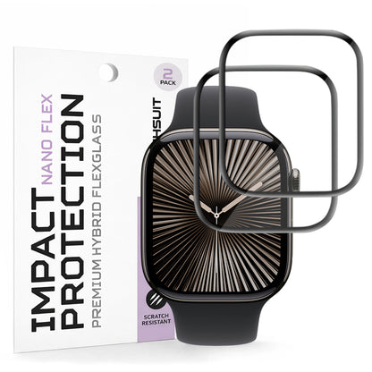 Folia ochronna Techsuit Nano Flex do Apple Watch Series 10 / 11 42mm, Zestaw 2 sztuki, Plastik, Czarna
