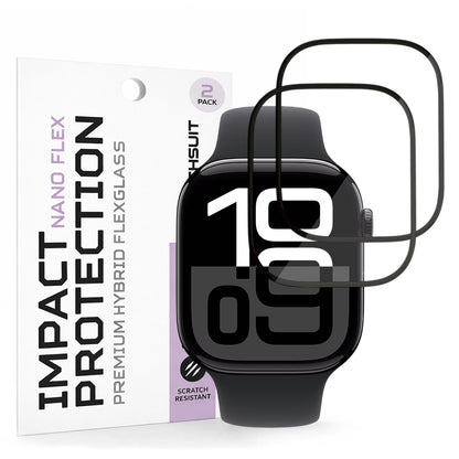 Folia Ochronna Techsuit Nano Flex dla Apple Watch Series 10 / 11 46mm, Zestaw 2 sztuki, Plastik, Czarna
