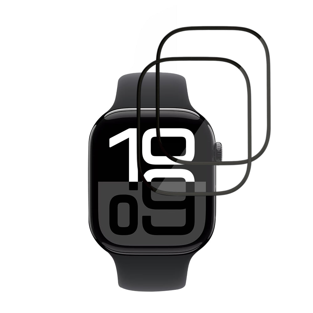 Folia Ochronna Techsuit Nano Flex dla Apple Watch Series 10 / 11 46mm, Zestaw 2 sztuki, Plastik, Czarna
