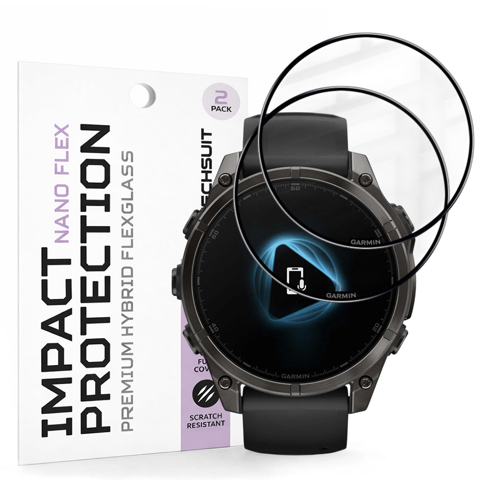 Folia ochronna Techsuit Nano Flex do Garmin Fenix 8 Pro 47mm / 8 47mm, Zestaw 2 sztuki, Plastik, Czarna