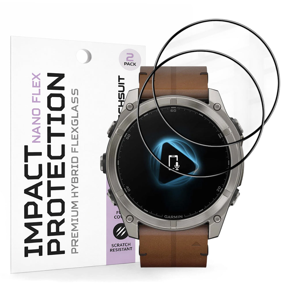 Folia ochronna Techsuit Nano Flex do Garmin Fenix 8 Pro 51mm / 8 51mm, Zestaw 2 sztuki, Plastik, Czarna
