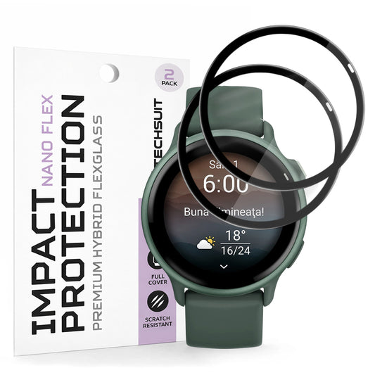 Folia Ochronna Techsuit Nano Flex do Garmin vivoactive 6, Zestaw 2 sztuki, Plastik, Czarna