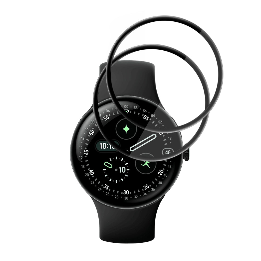 Folia Ochronna Techsuit Nano Flex dla Google Pixel Watch 4 45mm, Zestaw 2 sztuki, Plastik, Czarna