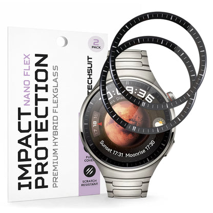 Techsuit Nano Flex Protection Film for Huawei Watch 4 Pro, Set of 2 Pieces, Plastic, Black