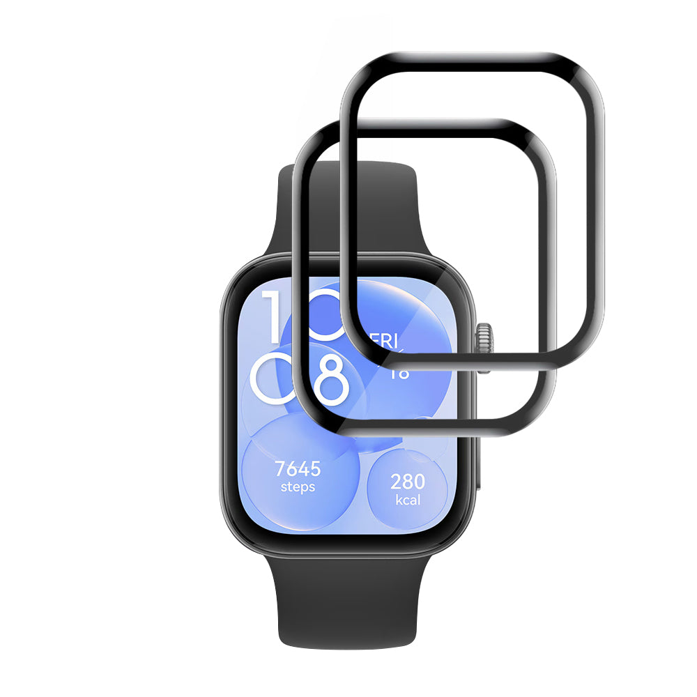 Techsuit Nano Flex Protection Film for Huawei Watch Fit 3, Set of 2 Pieces, Plastic, Black
