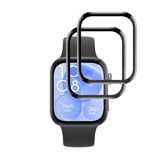 Folia Ochronna Techsuit Nano Flex dla Huawei Watch Fit 3, Zestaw 2 sztuki, Plastik, Czarna