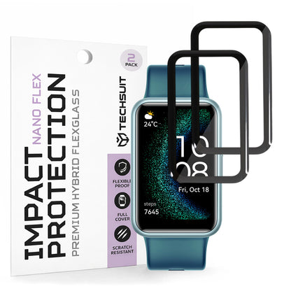 Folia Ochronna Techsuit Nano Flex dla Huawei Watch FIT SE, Zestaw 2 sztuki, Plastik, Czarna