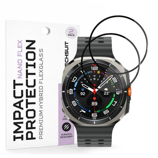 Folia ochronna Techsuit Nano Flex do Samsung Galaxy Watch Ultra, Zestaw 2 sztuki, Plastik, Czarna