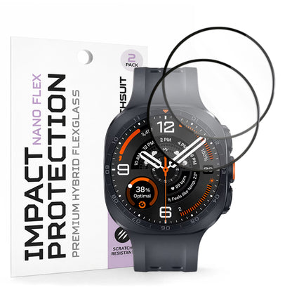 Techsuit Nano Flex Protective Film for Samsung Galaxy Watch Ultra2, Plastic, Set of 2 pieces, Black