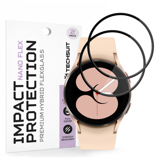 Folia Ochronna Techsuit Nano Flex dla Samsung Galaxy Watch4 40mm, Zestaw 2 sztuki, Plastik, Czarna