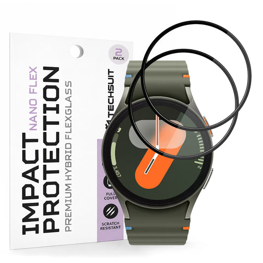Folia Ochronna Techsuit Nano Flex dla Samsung Galaxy Watch7 40mm, Zestaw 2 sztuki, Plastik, Czarna