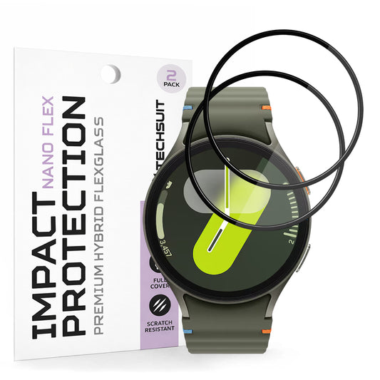 Folia Ochronna Techsuit Nano Flex dla Samsung Galaxy Watch7 44mm, Zestaw 2 sztuki, Plastik, Czarna