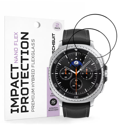 Folia Ochronna Techsuit Nano Flex dla Samsung Galaxy Watch8 Classic, Zestaw 2 sztuki, Plastik, Czarna