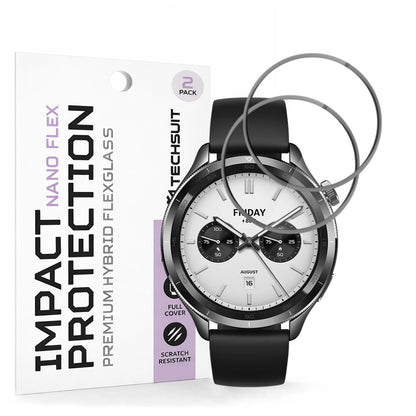 Folia Ochronna Techsuit Nano Flex dla Xiaomi Watch S4, Zestaw 2 sztuki, Plastik, Czarna