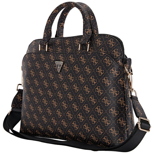 Torba Guess 4G Triangle Logo na Laptop 15 cali, Czarna Brązowa