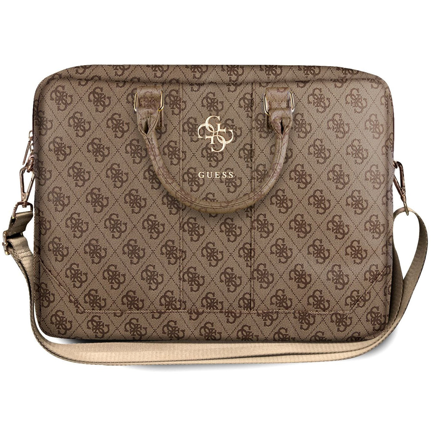Torba Guess 4G Metal Logo na laptop 15 cali - 16 cali, Brązowa