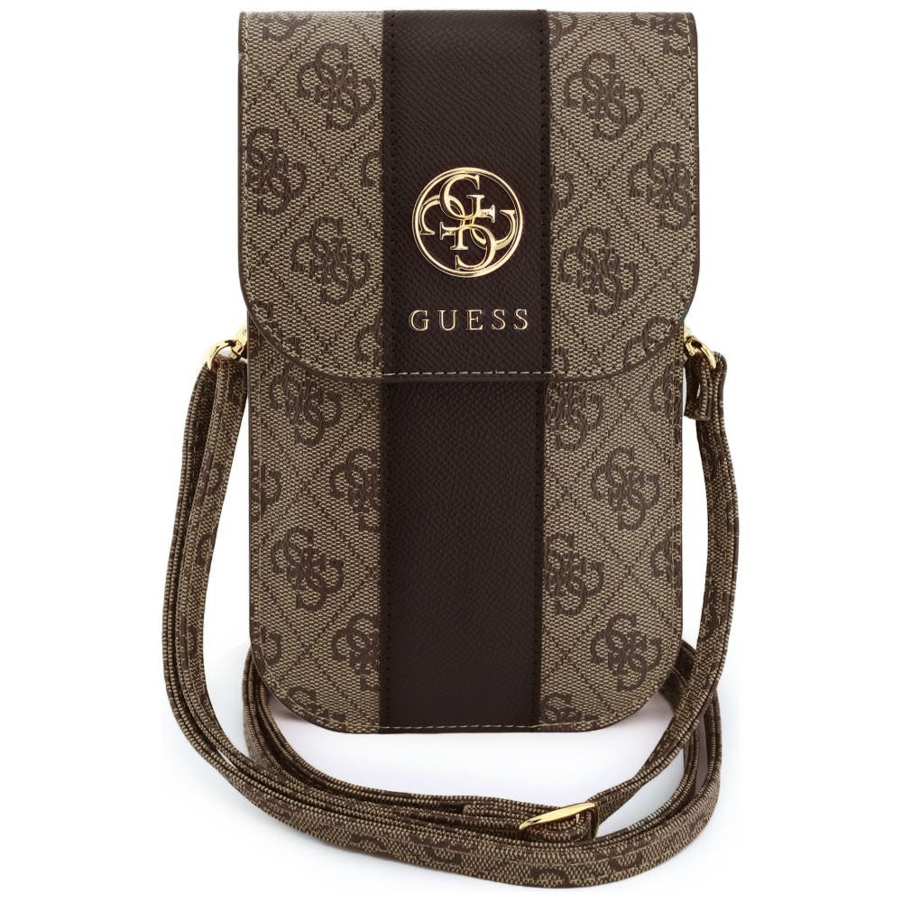 Uniwersalna torba na telefon, Guess, 4G Classic Logo Stripe, brązowa