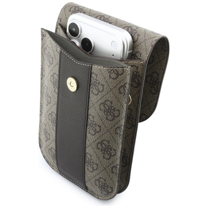 Uniwersalna torba na telefon, Guess, 4G Classic Logo Stripe, brązowa