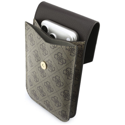 Uniwersalna torba na telefon, Guess, 4G Grained Classic Logo, brązowa