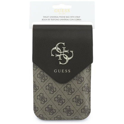 Uniwersalna torba na telefon, Guess, 4G Grained Classic Logo, brązowa