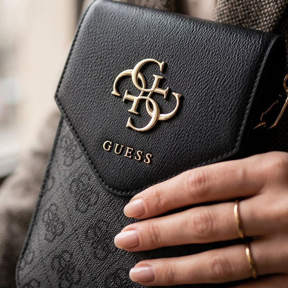 Uniwersalna torba na telefon, Guess, 4G Grained Classic Logo, czarna