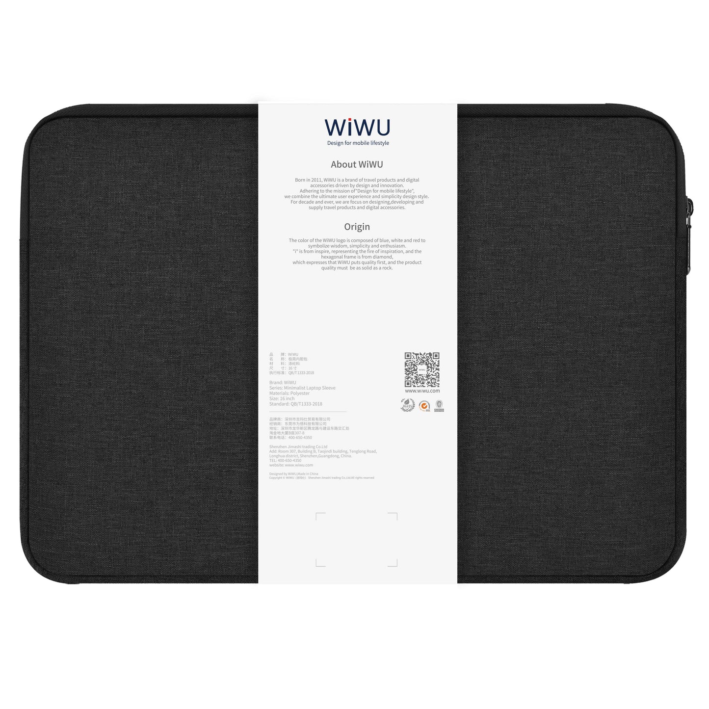 WiWu Minimalistyczna torba na laptopa 14 cali, czarna 