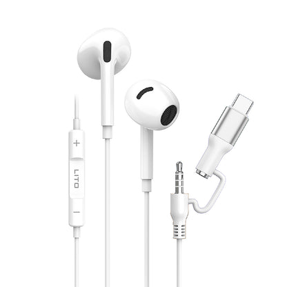 Handsfree 3.5mm / USB-C Lito LF03, Biały