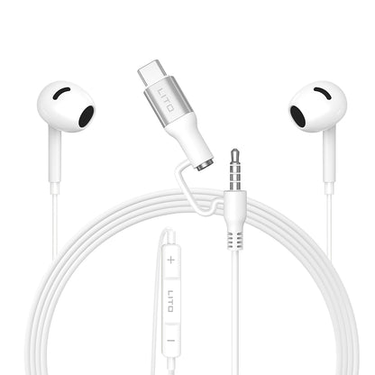 Handsfree 3.5mm / USB-C Lito LF03, Biały