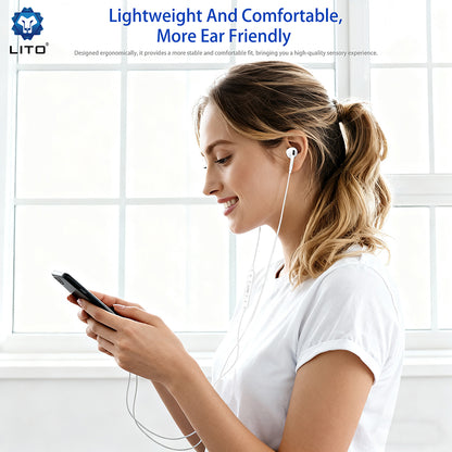 Handsfree 3.5mm / USB-C Lito LF03, Biały