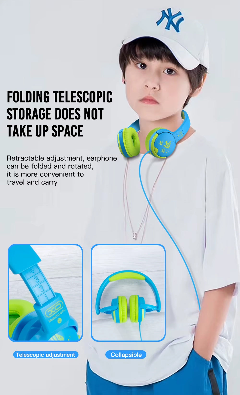 Słuchawki 3.5mm XO Design EP47 Study Kids, Żółte