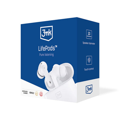 Bluetooth Handsfree 3MK LIFEPODS, TWS, ANC, White