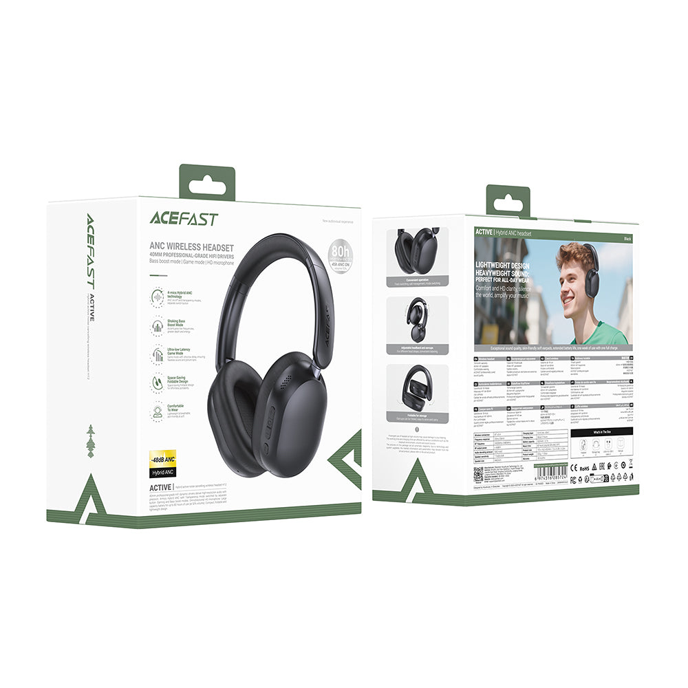 Handsfree Bluetooth Acefast H12, A2DP, ANC, Biały